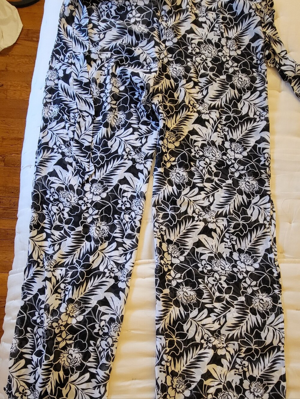 Black & White Floral Swim Coverup Pants